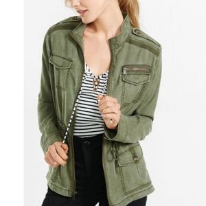 Express Olive Zip Utility Jacket